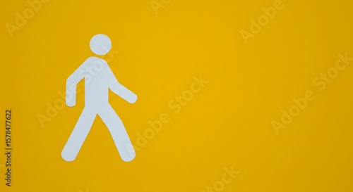 Pedestrian crossing sign on yellow