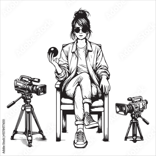 Film Director with Cameras on Set