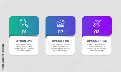 3 Options or steps to success infographic design. Business Presentation, Feature, Plan, Banner, Marketing and Strategy. Vector illustration.