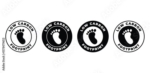 Low Carbon Footprint Icon Set Black and White Circular Design Vector Illustration Set