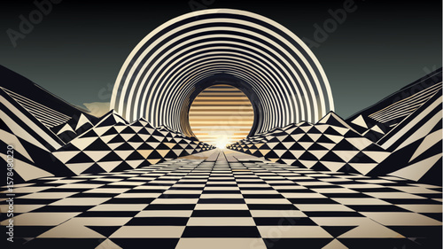 abstract 3d render of tunnel