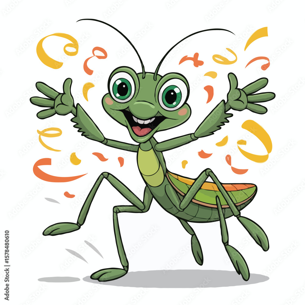 Fototapeta premium mantis design character illustration happy posing