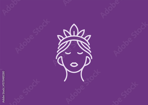 Beautiful queen line logo for elegance, femininity, or royal branding.