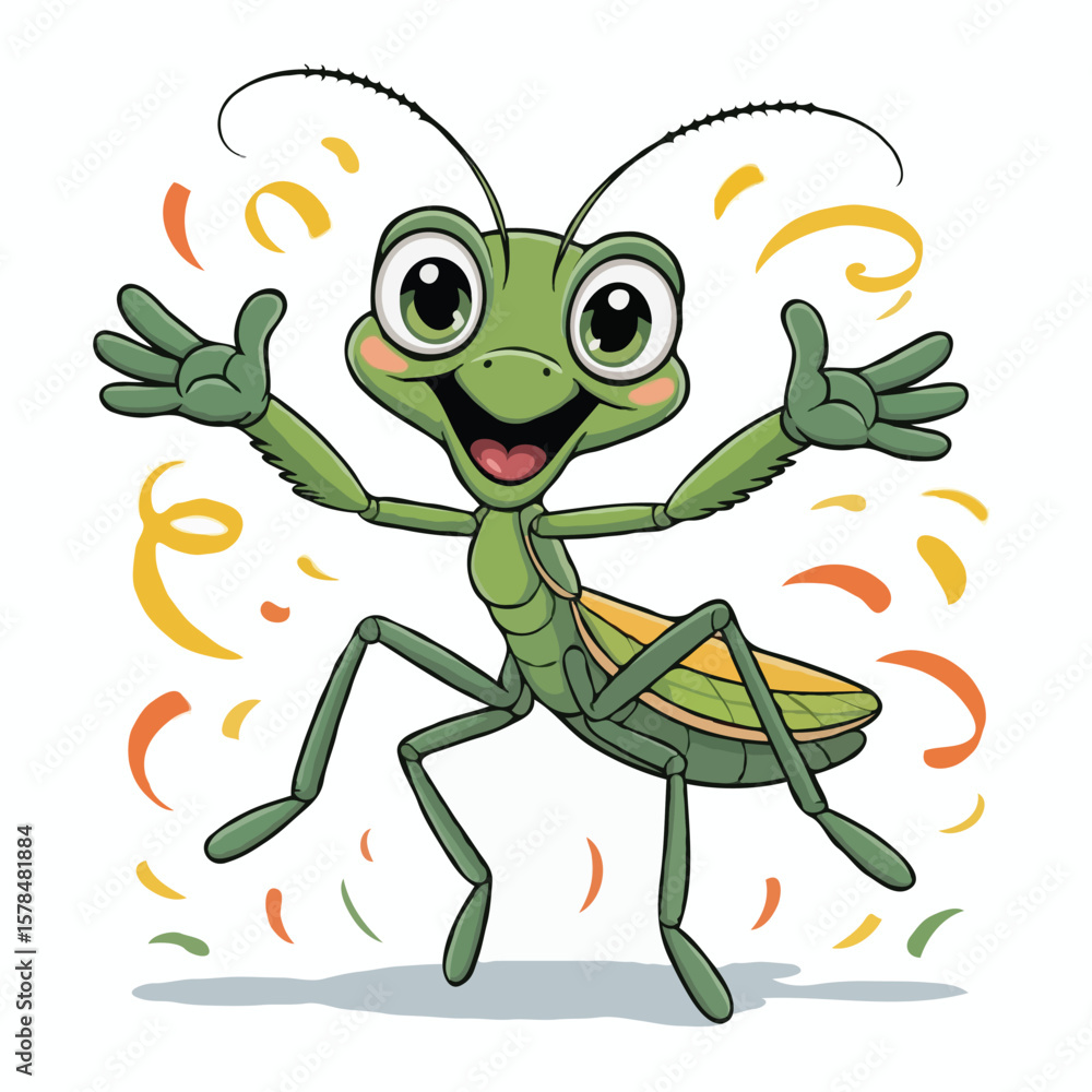Fototapeta premium mantis illustration design character posing happy