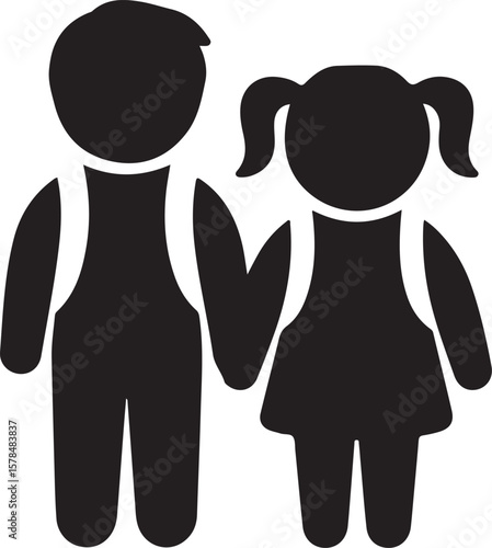 Man girl students classmates pictogram icon