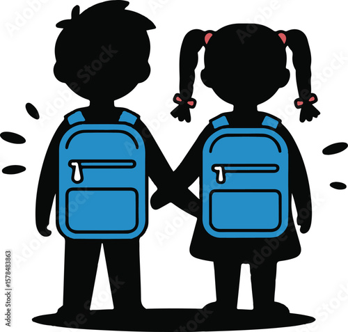 Man girl students classmates pictogram icon