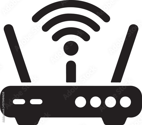 modem with wifi signal flat vector icon for apps and websites