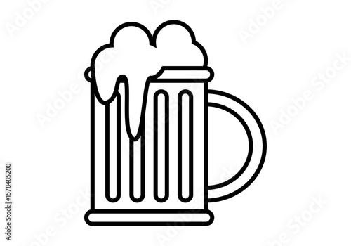 Icono negro de jarra de cerveza en fondo blanco