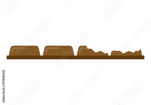 Tableta de chocolate mordida en fondo blanco