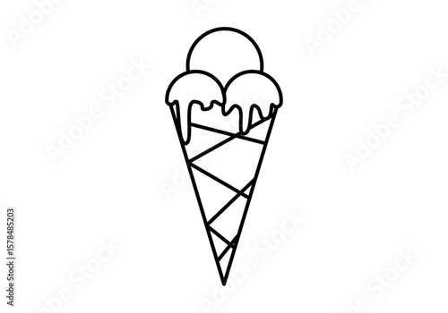Icono negro de helado de cucurucho