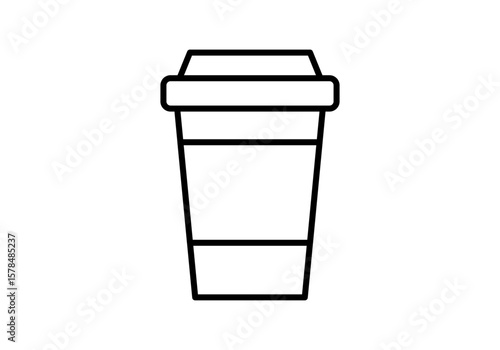 Icono negro de vaso de café en fondo blanco