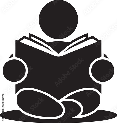 Reading or learning with book flat icon for education apps and websites