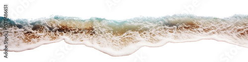 Aerial view of a gentle wave washing onto the sandy beach, isolated on transparent background
