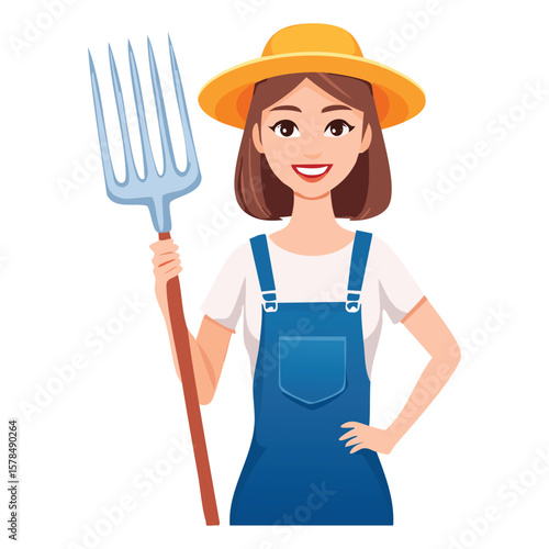 Farmer holding a pitchfork Silhouette