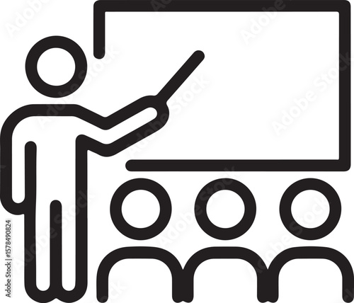 Training icon, workshop linear sign isolated on white background - editable vector illustration