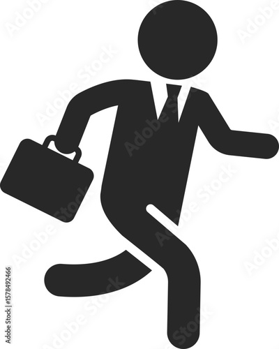 Businessman solid icon used in urgency, deadline, and fast-paced corporate job clip art.