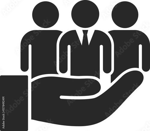 Businessman solid icon used in HR, employee care, and workforce management clip art.