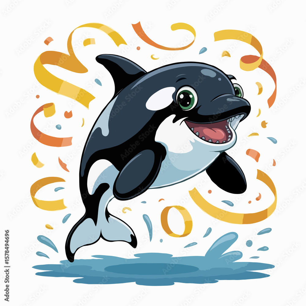 Obraz premium orca whale illustration character posing happy