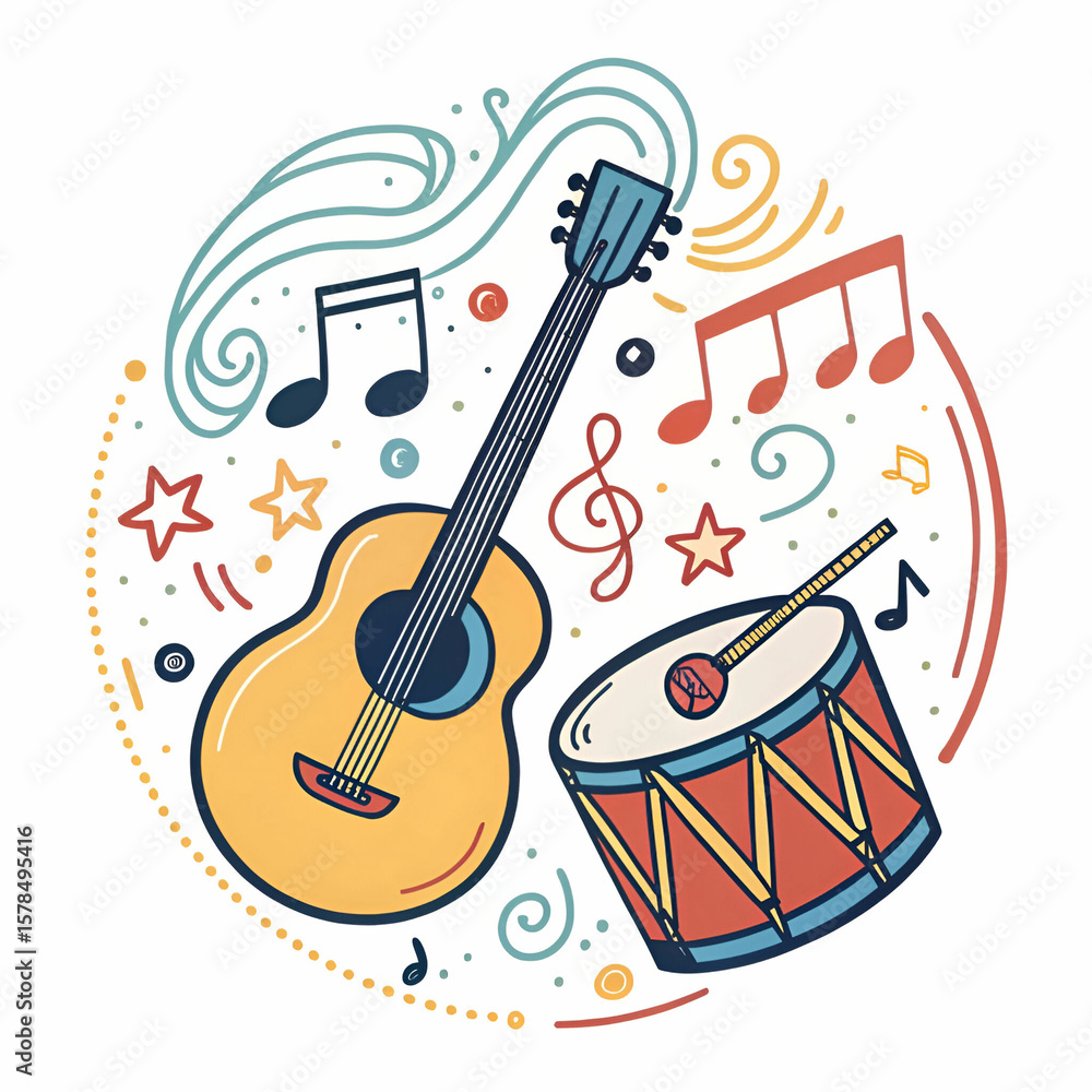 Obraz premium vector music doodle in vector illustration colourful