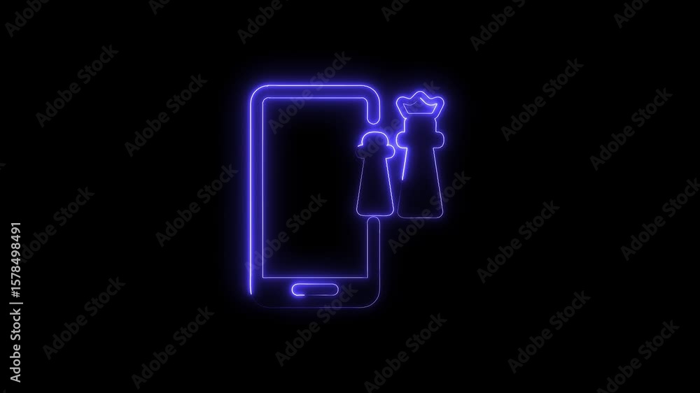Neon chess game application concept on smartphone for business strategy and competition online Neon chess game application concept on smartphone for business strategy and competition online