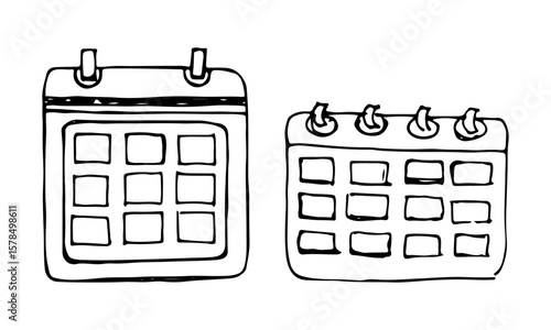 Calendar icon doodle hand drawn vector cartoon events time management.