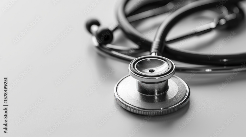 Monochrome depiction of a stethoscope symbolizing healthcare and wellness Monochrome depiction of a stethoscope symbolizing healthcare and wellness