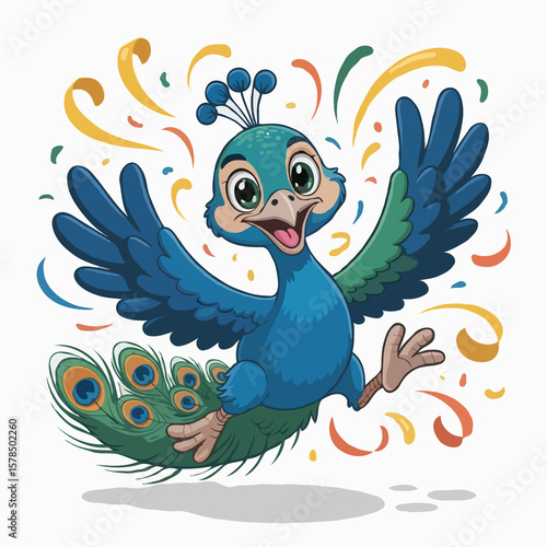 peacock character design illustration happy