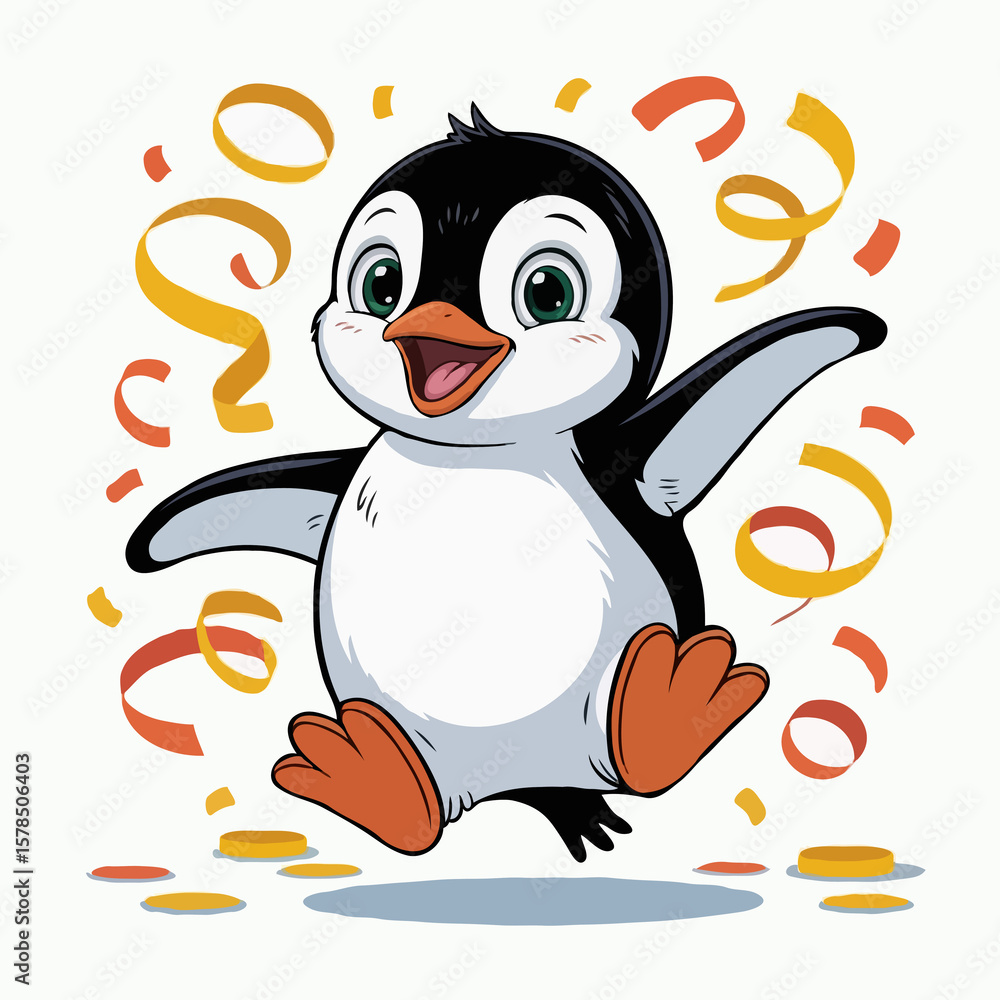 Obraz premium penguin character design posing happy illustration