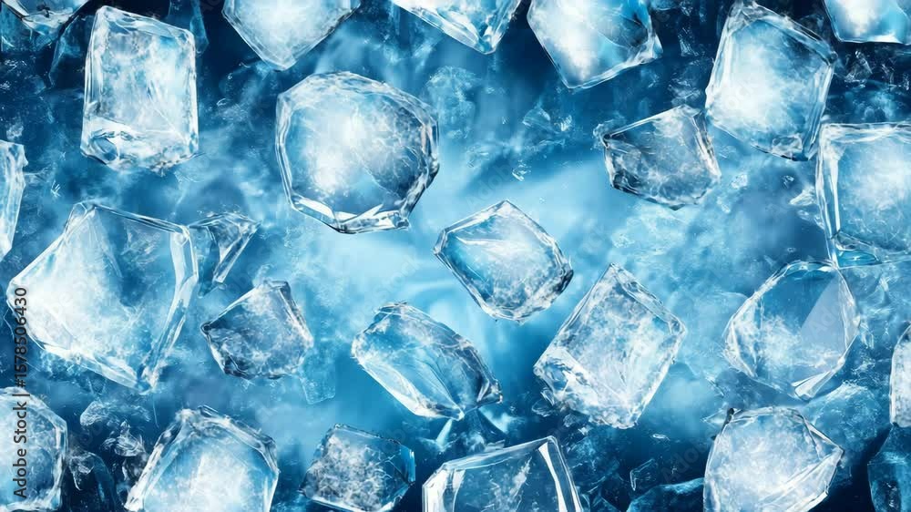 Ice Cubes Scattered on a Cold Blue Background. Ice Cubes Scattered on a Cold Blue Background.