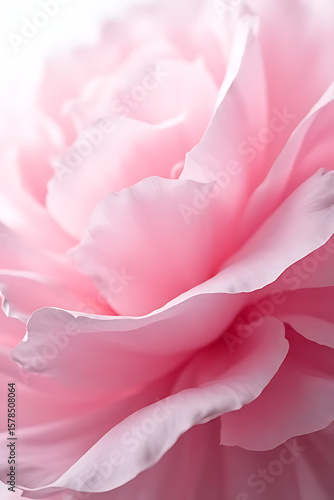 Abstract composition of layered peony petals in soft harmonious hues with elegant lighting 