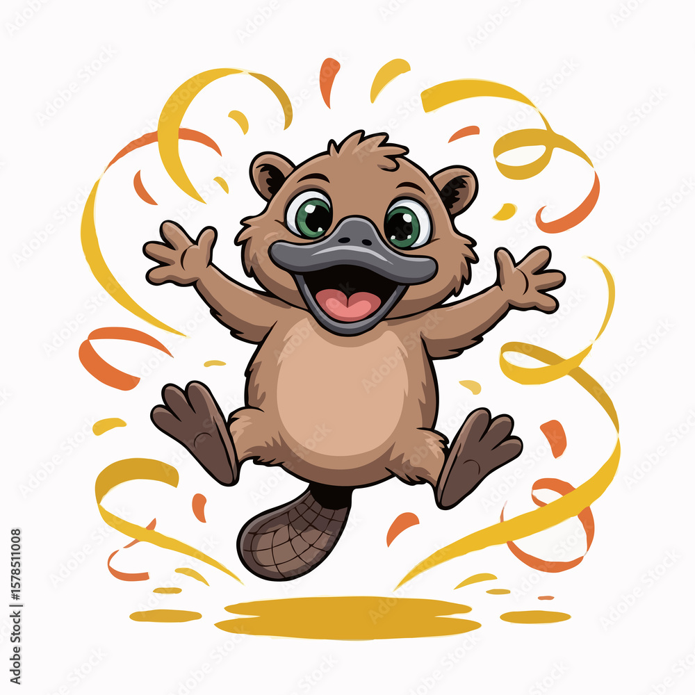 Obraz premium platypus illustration character posing happy