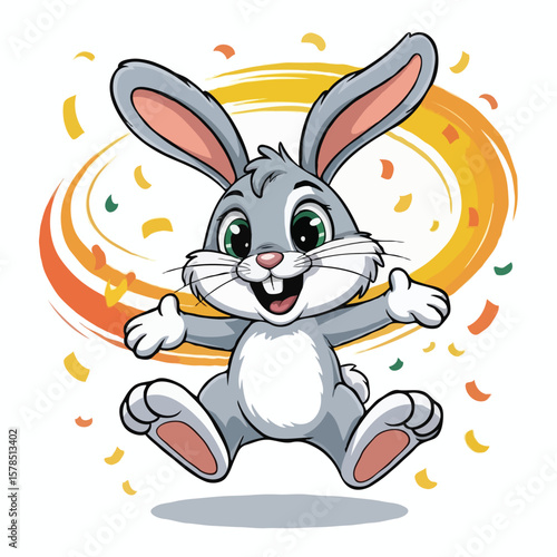 rabbit character design illustration posing happy