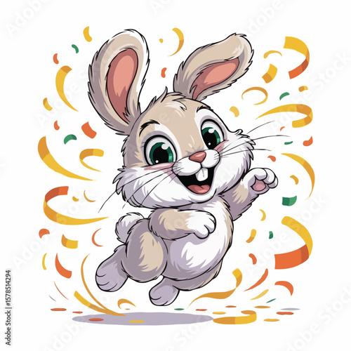 rabbit design illustration posing happy