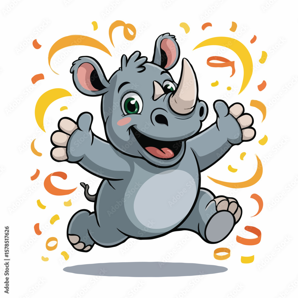 Fototapeta premium rhinoceros design character design posing happy