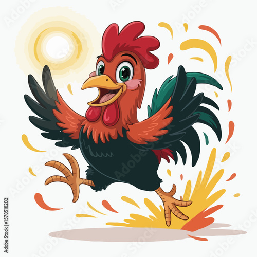 Rooster character design illustration happy posing