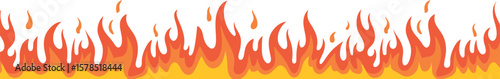 Dynamic Fire Flames Border: Hot Blaze, Inferno, Heat, Energy Vector Graphic