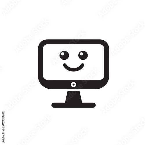 lcd monitor with a smiling face on the white background