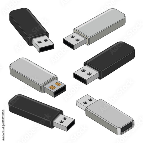 Collection of Colored USB Flash Drives