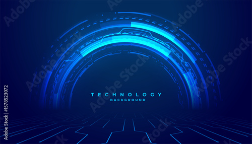 futuristic and modern digital tech hud glowing banner design