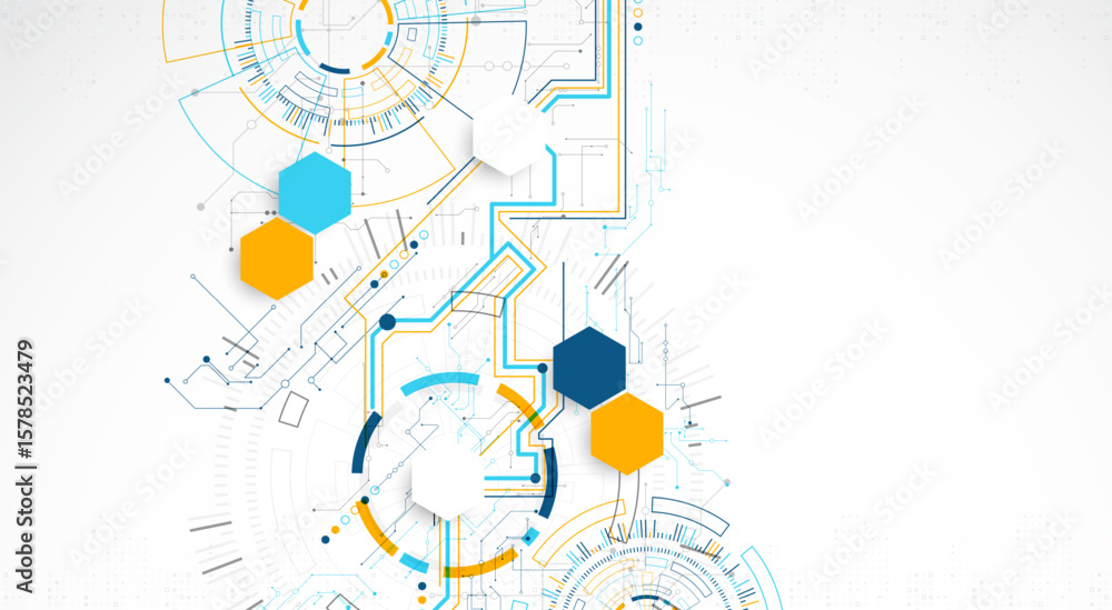 Obraz premium Abstract background. Scientific and technological concept with the use of technical elements formed in the shape of a circle. Vector