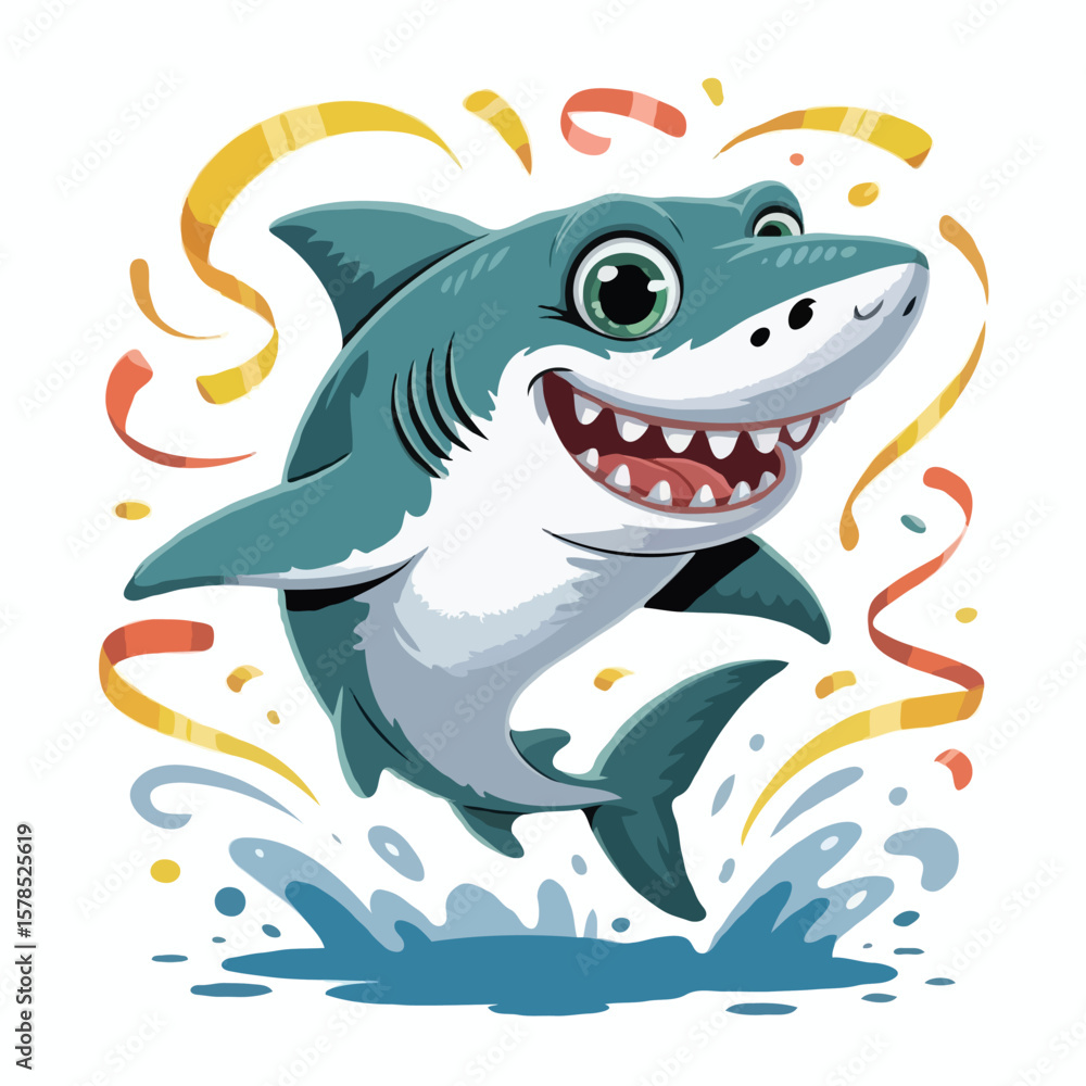 shark design illustration character posing happy shark design illustration character posing happy