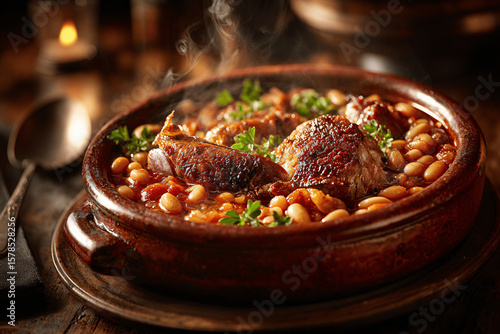 Rustic cassoulet dishes capturing authentic French culinary warmth
