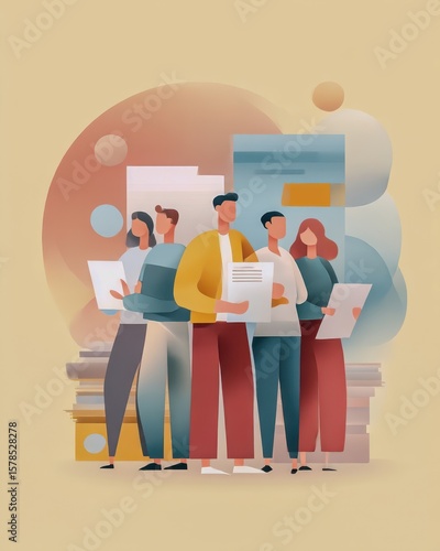 team collaboration flat design solid pastel