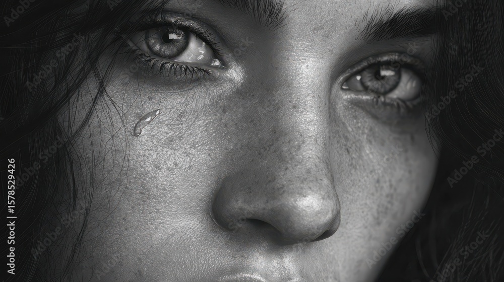 Fototapeta premium black and white portrait of a woman cry