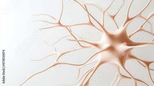 Network Nodes Connect. Digital Neural System. Intelligence Concept. Artificial Brain Connections. Science Structure. Light Background.