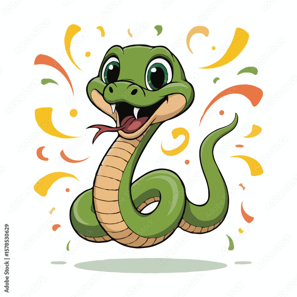 Fototapeta premium snake design character illustration posing happy