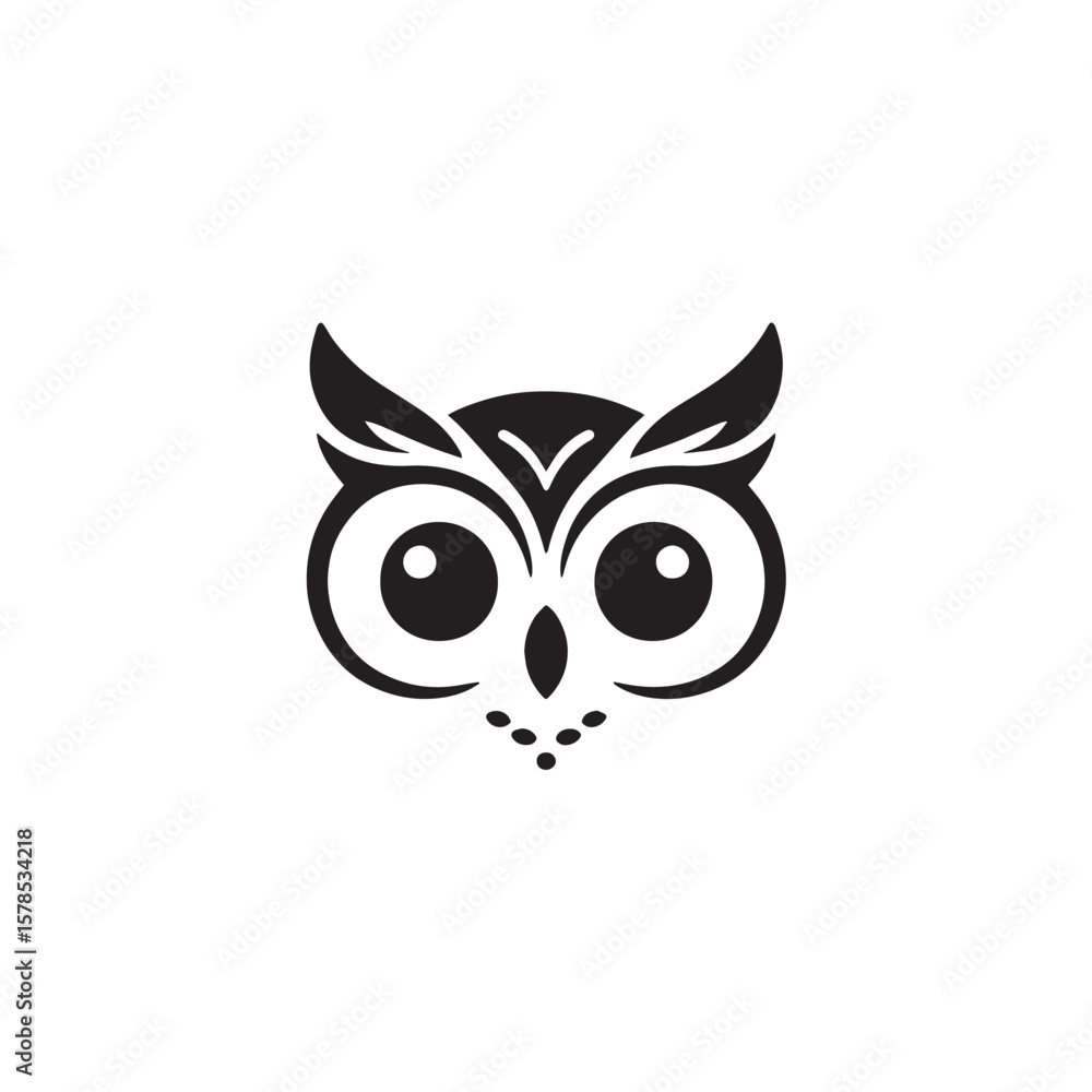 Fototapeta premium vector illustration of owl face