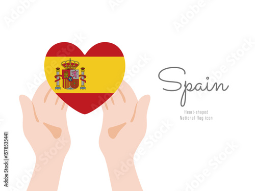 [スペイン]手と国旗のアイコン ベクターイラスト