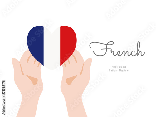 [フランス]手と国旗のアイコン ベクターイラスト