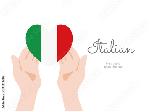 [イタリア]手と国旗のアイコン ベクターイラスト